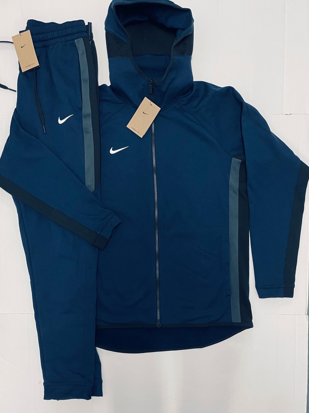 Nike Men’s Navy Blue Hooded Track Jacket with Matching Pants